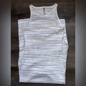 Lou & Grey White and Gray Striped Maxi Dress